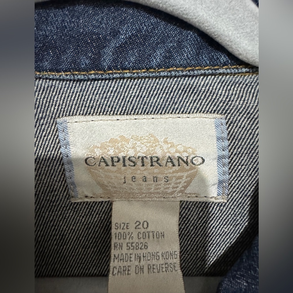 Vtg CAPISTRANO Blue Denim Studded Jean Jacket - Button Front Pockets Size 20 - Picture 5 of 6